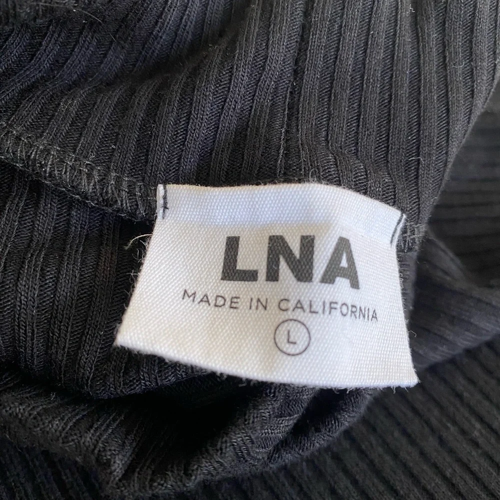 LNA Peak Rib Dress Black Stretch Mini Minimal‎ Casual Club Party Bodycon - Picture 5 of 5